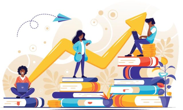 Three people fostering employee learning and development