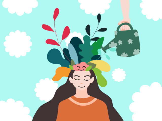 A vector illustration showing the process of healing and overcoming mental health challenges.