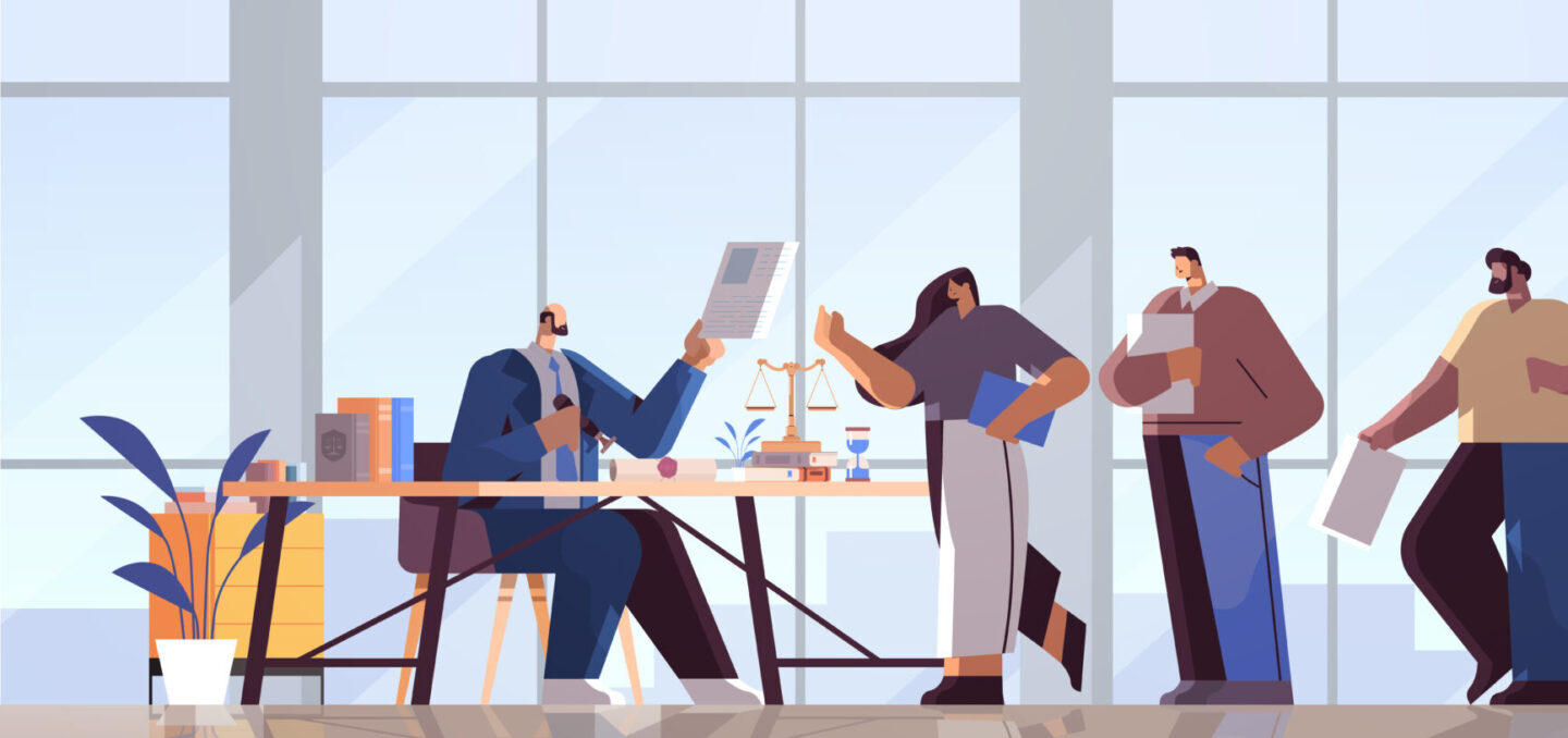 An illustration shows an employer managing a Customer Experience recruitment process.