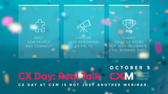 The banner shows important information about the CX day at CXM.