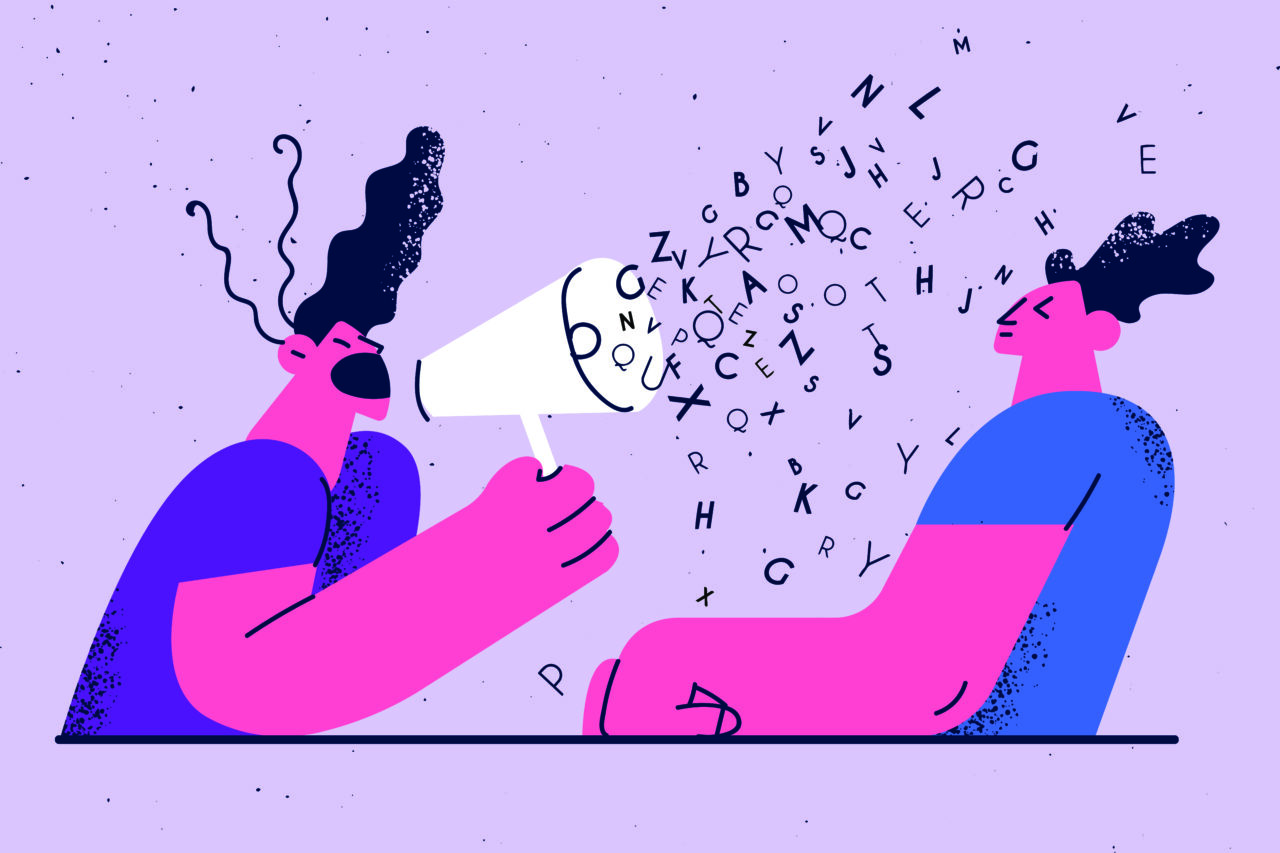 an image showing two people who don't understand each other due to overcomplicated language