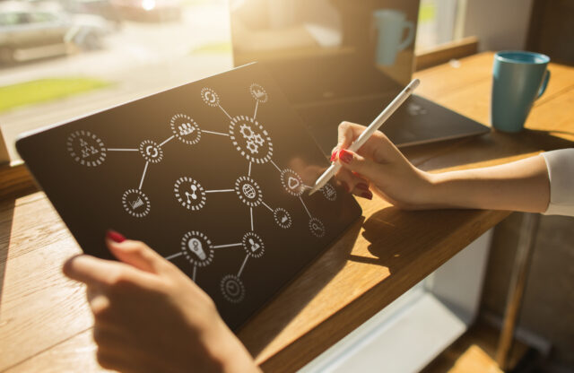 an image showing a person interacting through API drive service