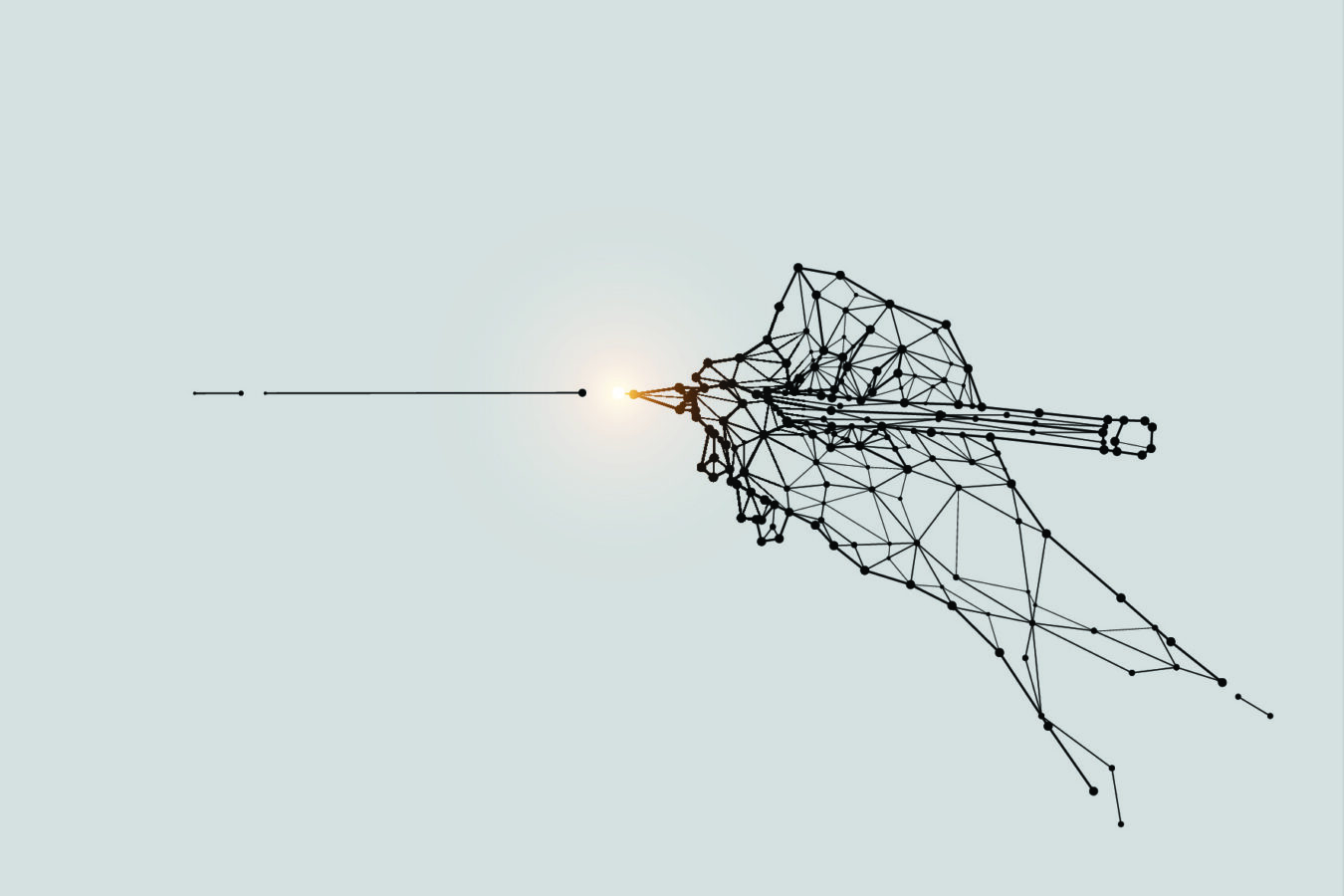 an image showing a digital hand writing as a symbol of a merge between human and machine.