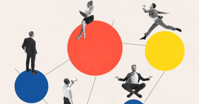 vector of circles and people connected showing diversity initiatives