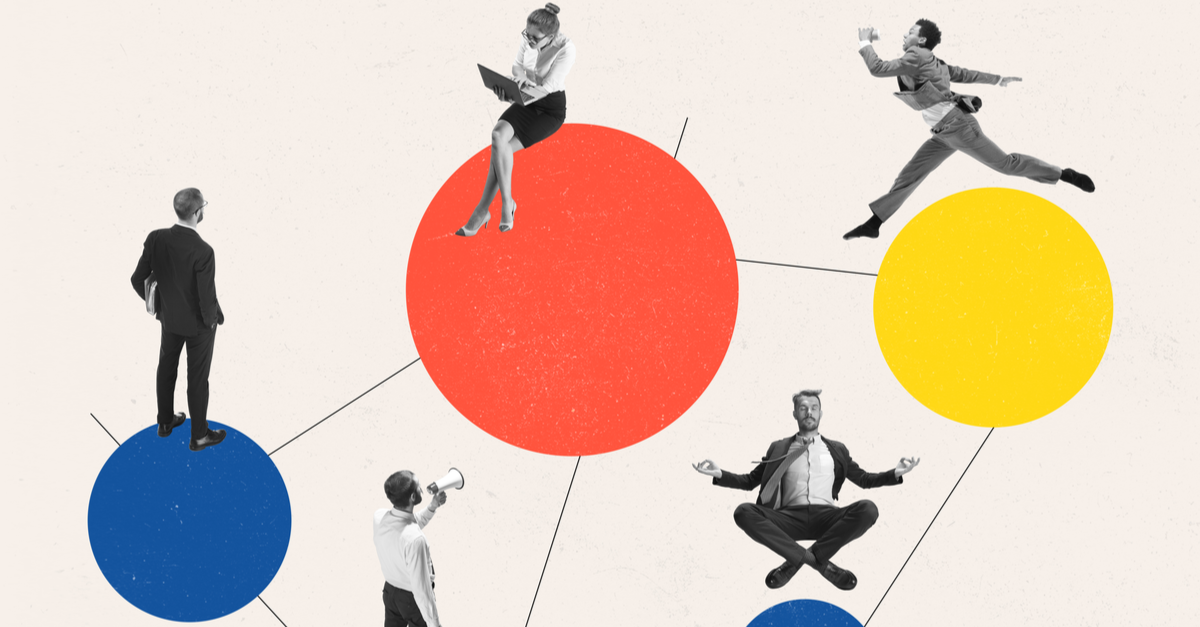 vector of circles and people connected showing diversity initiatives