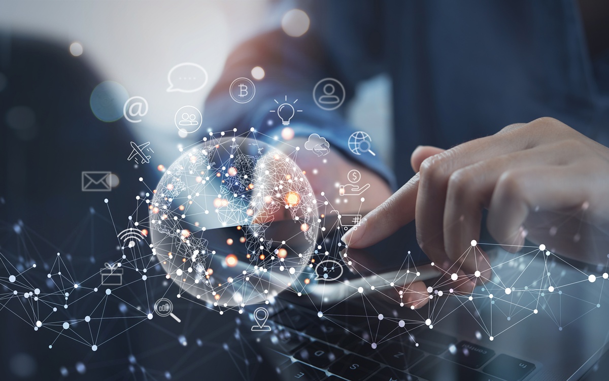 Image shows omnichannel AI experience and a person using a phone.