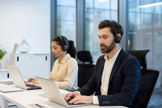 Customer service agents in an office.